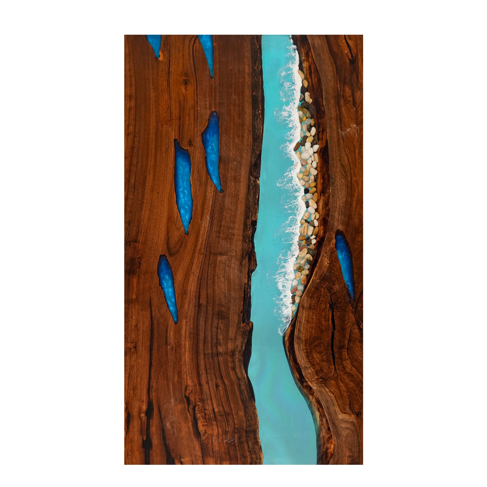 Myluxurytable Black Walnut Epoxy Blue Ocean Table MLT-023