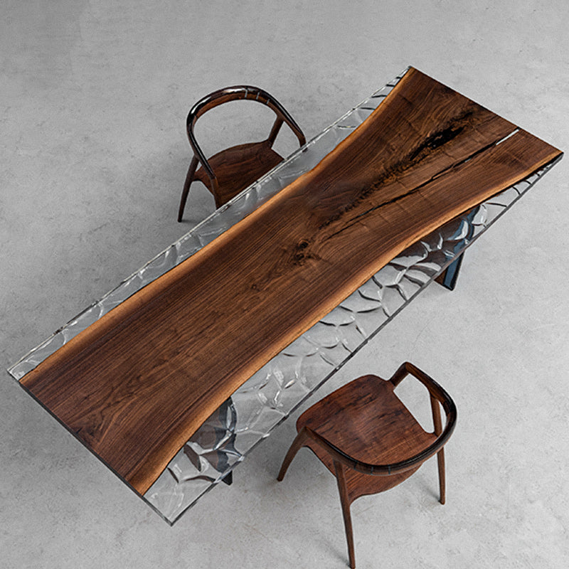 Myluxurytable Black Walnut Clear Ice Crystal Resin Table MLTI-014