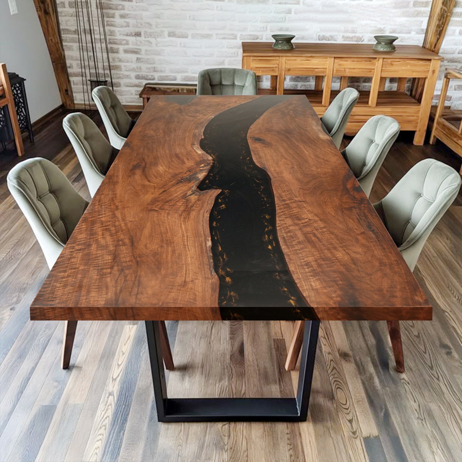 Myluxurytable Black Walnut Epoxy River Table MLT-021