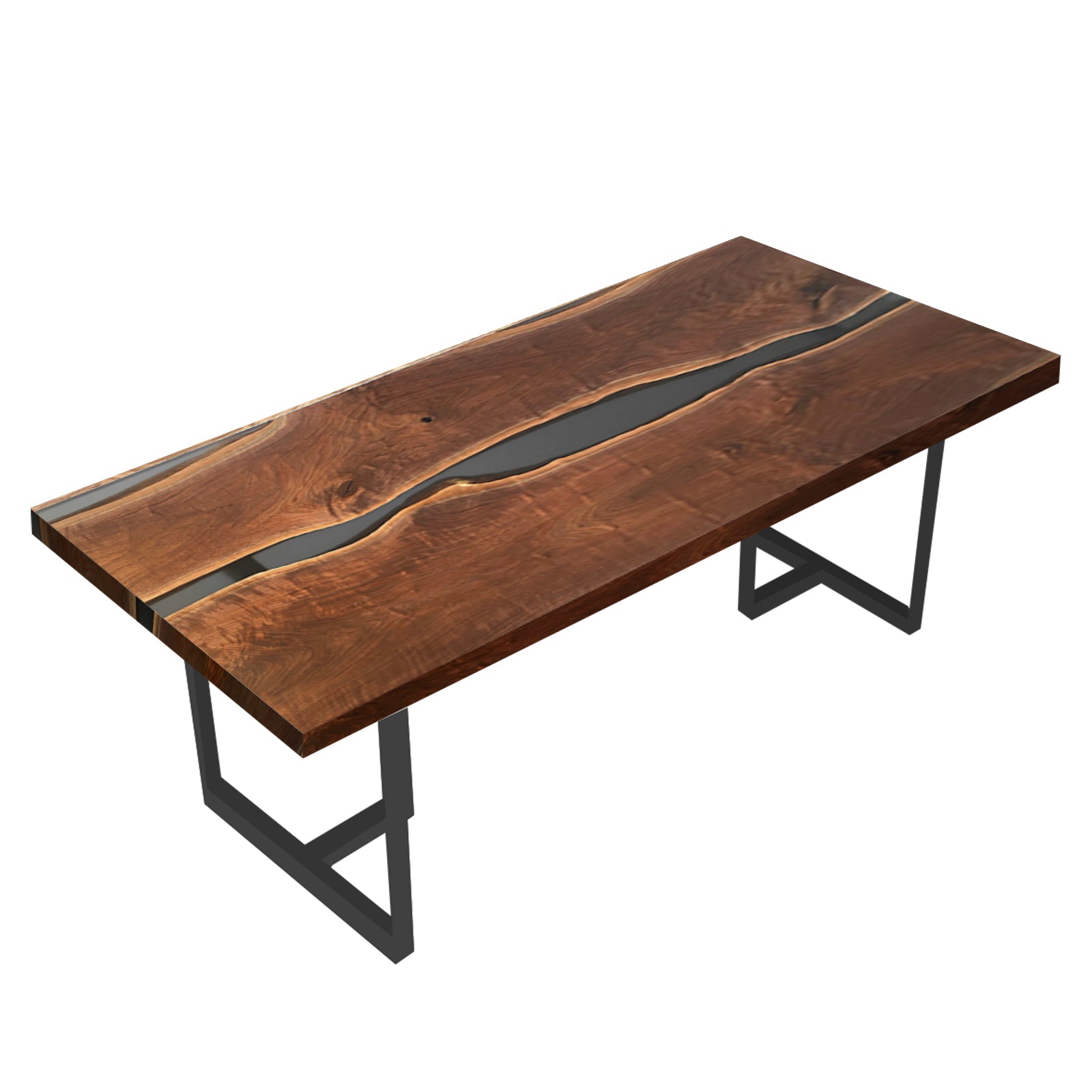 Myluxurytable Classic Black Epoxy Black Walnut River Table MLT-006