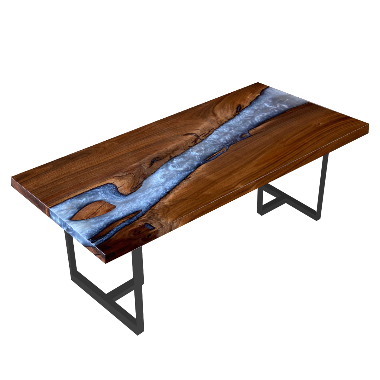 Myluxurytable Custom Smoke Grey Black Walnut River Table MLT-001