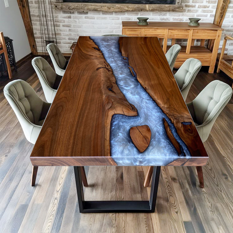 Myluxurytable Custom Smoke Grey Black Walnut River Table MLT-001