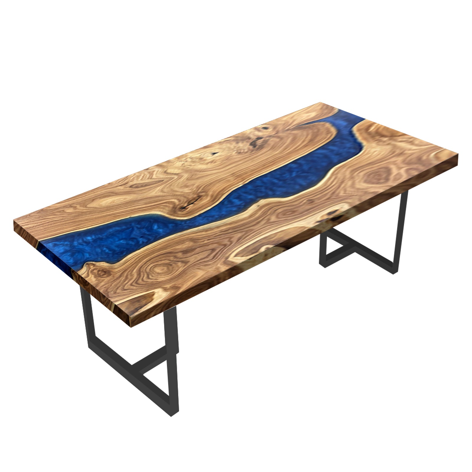 Myluxurytable Dark Blue Epoxy Wood Grain Dining Table MLT-005