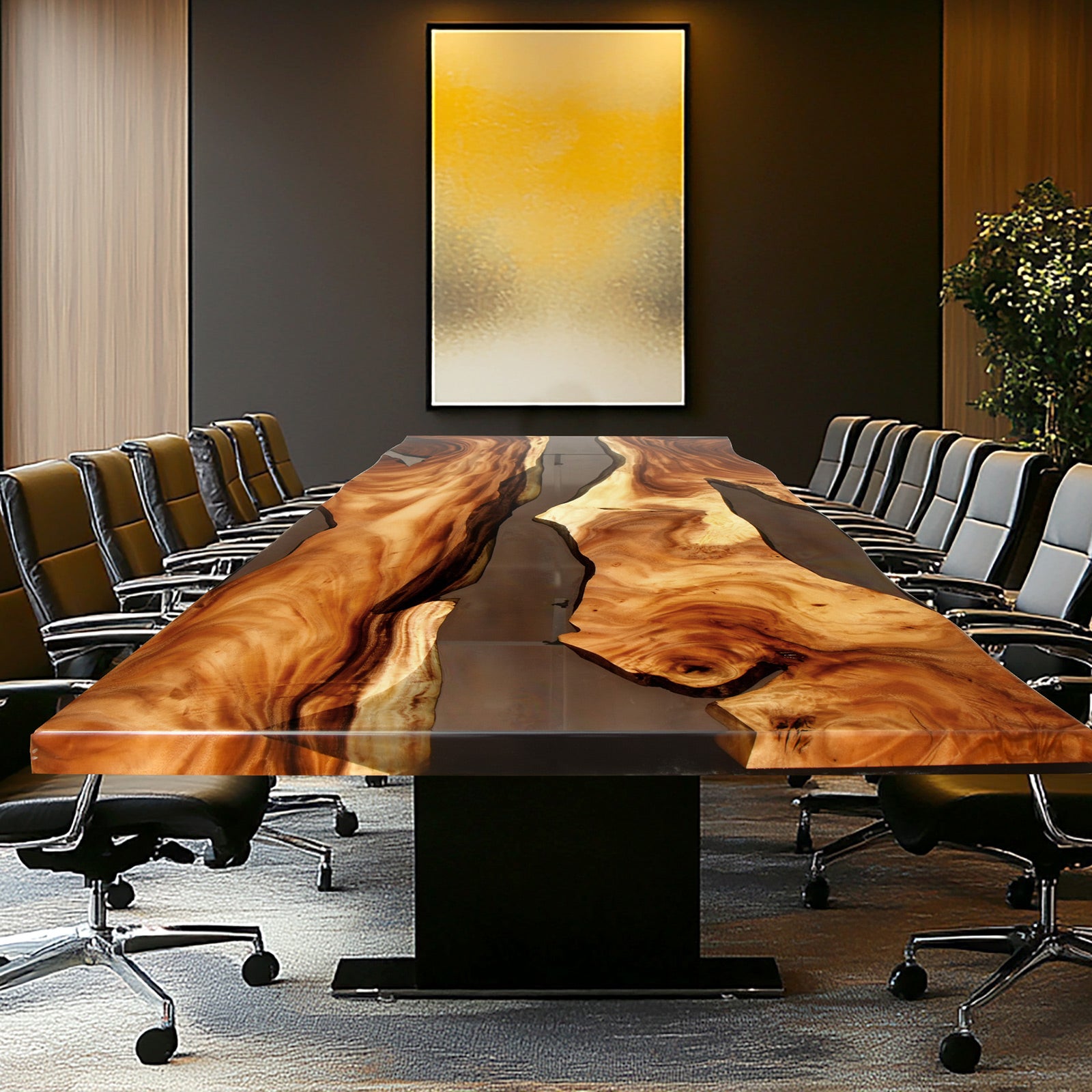 Myluxurytable Walnut Black Transparent Epoxy Table MLT-010