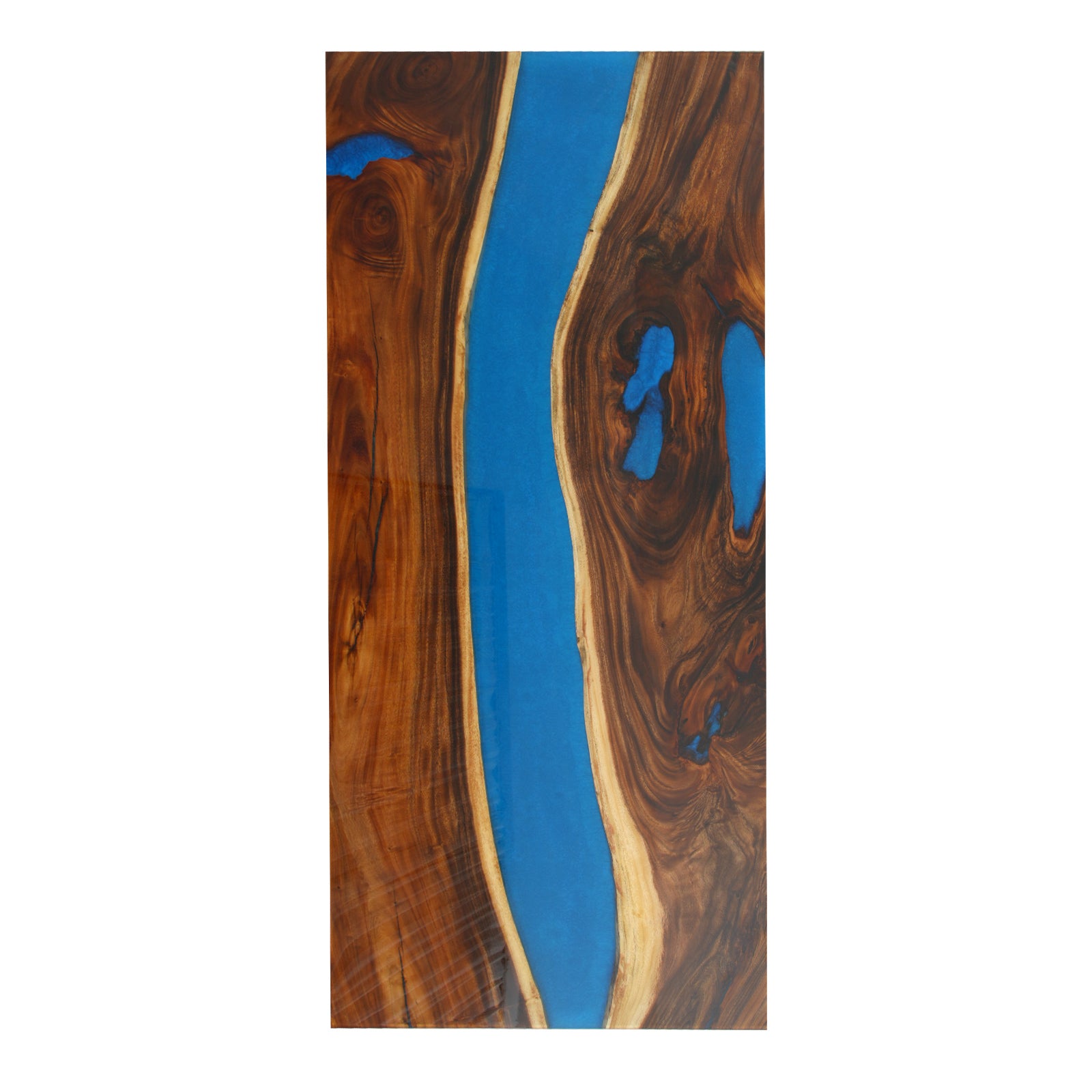 Myluxurytable Walnut Dark Blue Epoxy River Table MLT-009