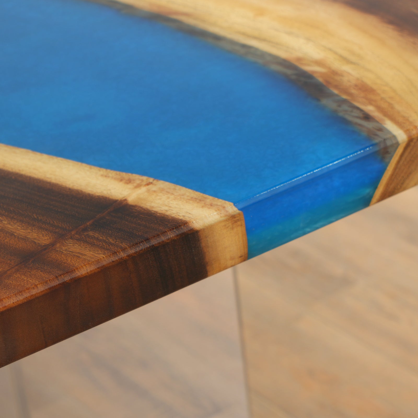 Myluxurytable Walnut Dark Blue Epoxy River Table MLT-009