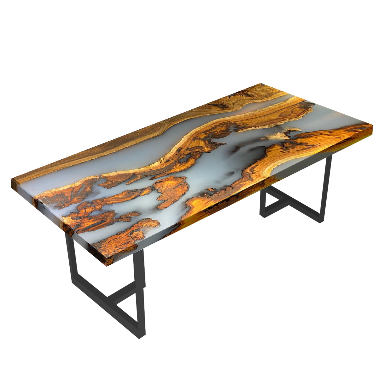 Myluxurytable Walnut White Epoxy Dining Table MLT-013