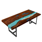 Myluxurytable Black Walnut Epoxy Blue Ocean Table MLT-023