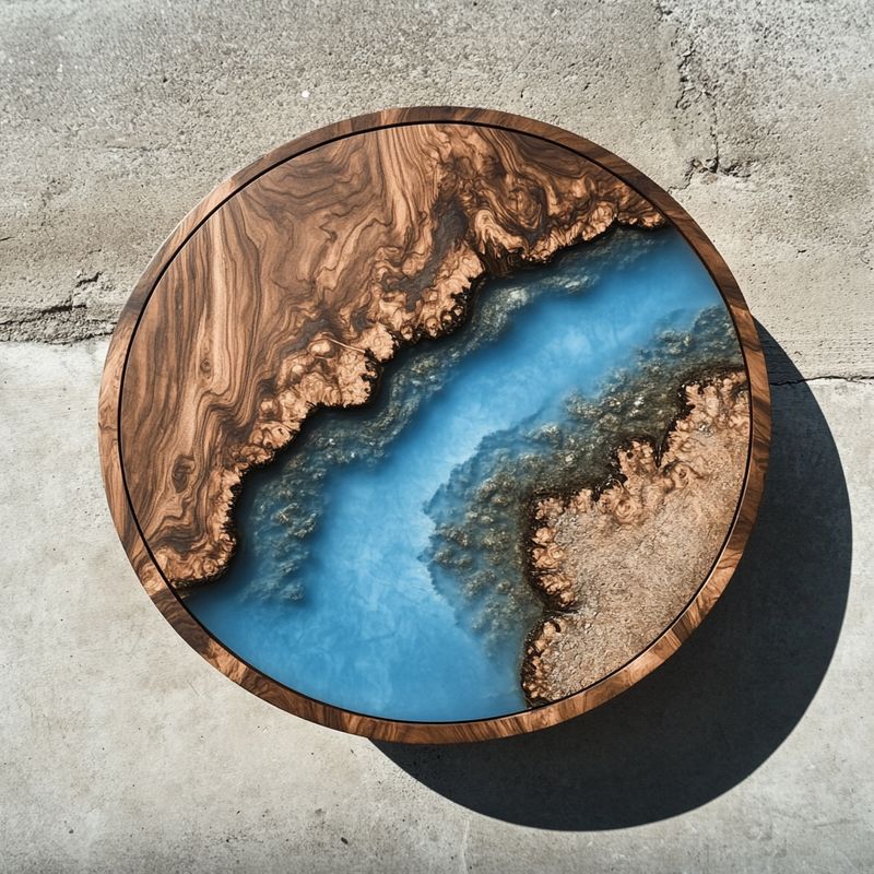 Ash Blue Ocean Epoxy Resin Coffee Table-2