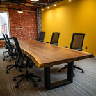 Ash Solid Wood Slab Conference Table