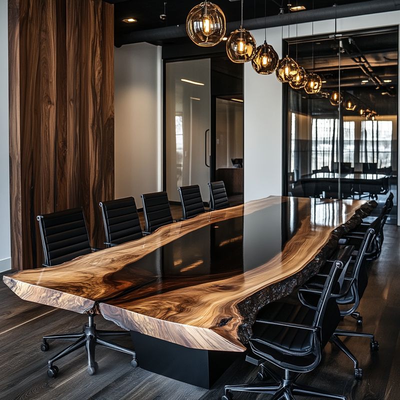 Black Epoxy Walnut Conference Table