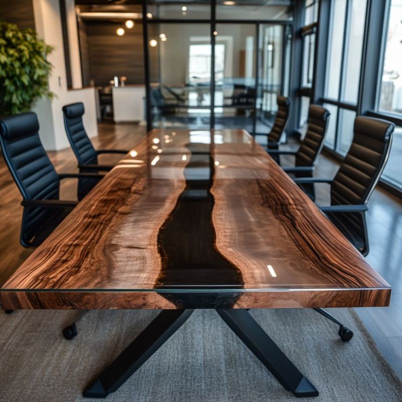 Black Walnut Black Epoxy Resin Conference Table