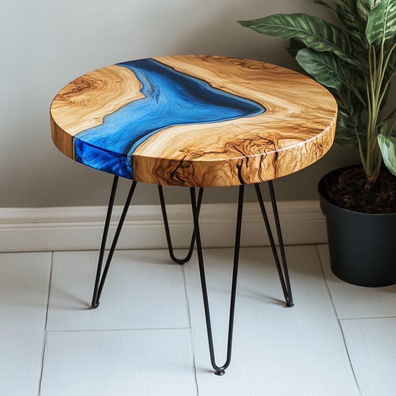 Cunninghamia Deep Blue Epoxy Resin Coffee Table-1