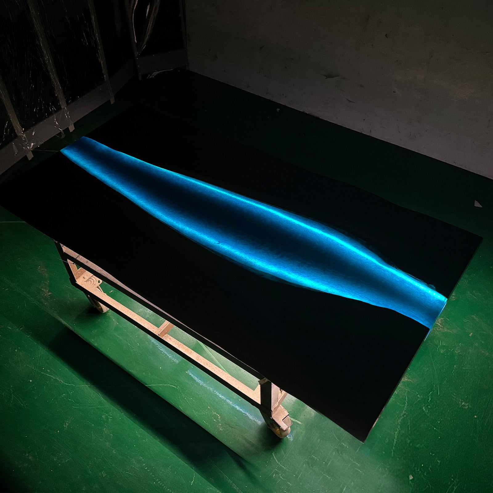 Modern LED epoxy resin river table for kitchen and dining spaces