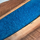 Elegant LED epoxy resin dining table with natural black walnut wood