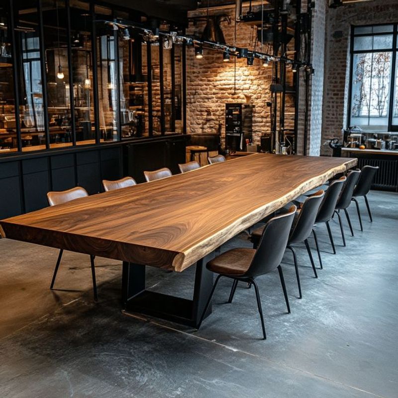 Custom Black Walnut Wood Slab Conference Table