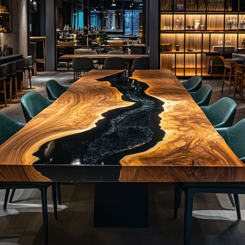 Epoxy Black Live Edge Conference Table