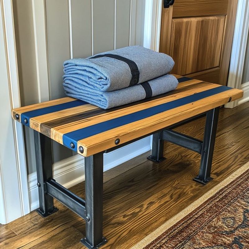 Handmade Entryway Epoxy Bench