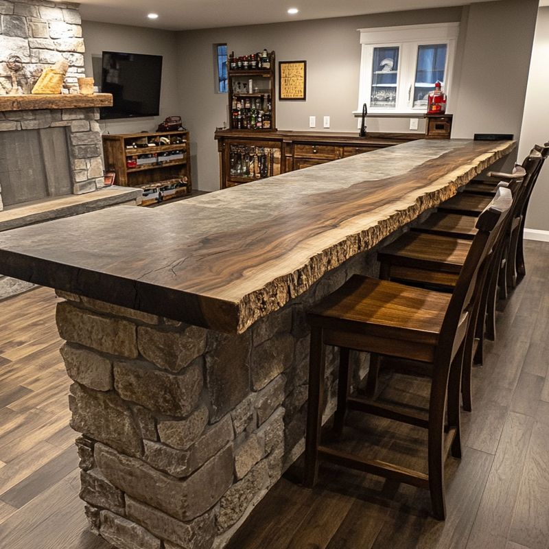 Live Edge Ash Wood Bar Table Top 