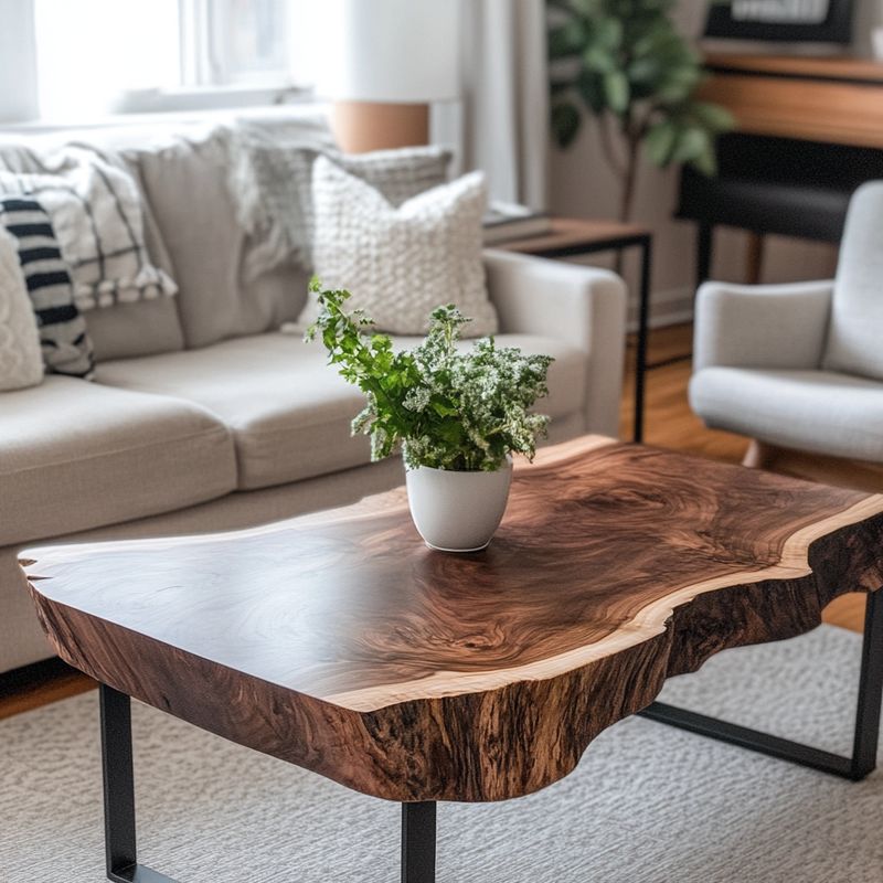 Modern Live Edge Walnut Coffee Table 