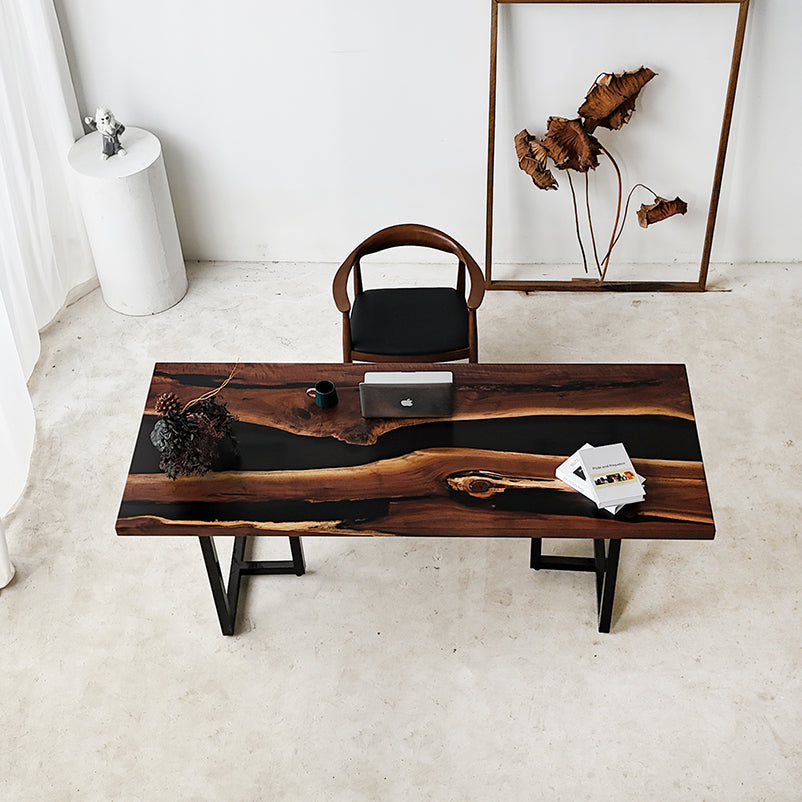 Myluxurytable Black Walnut Black Epoxy Conference Table MLT-036