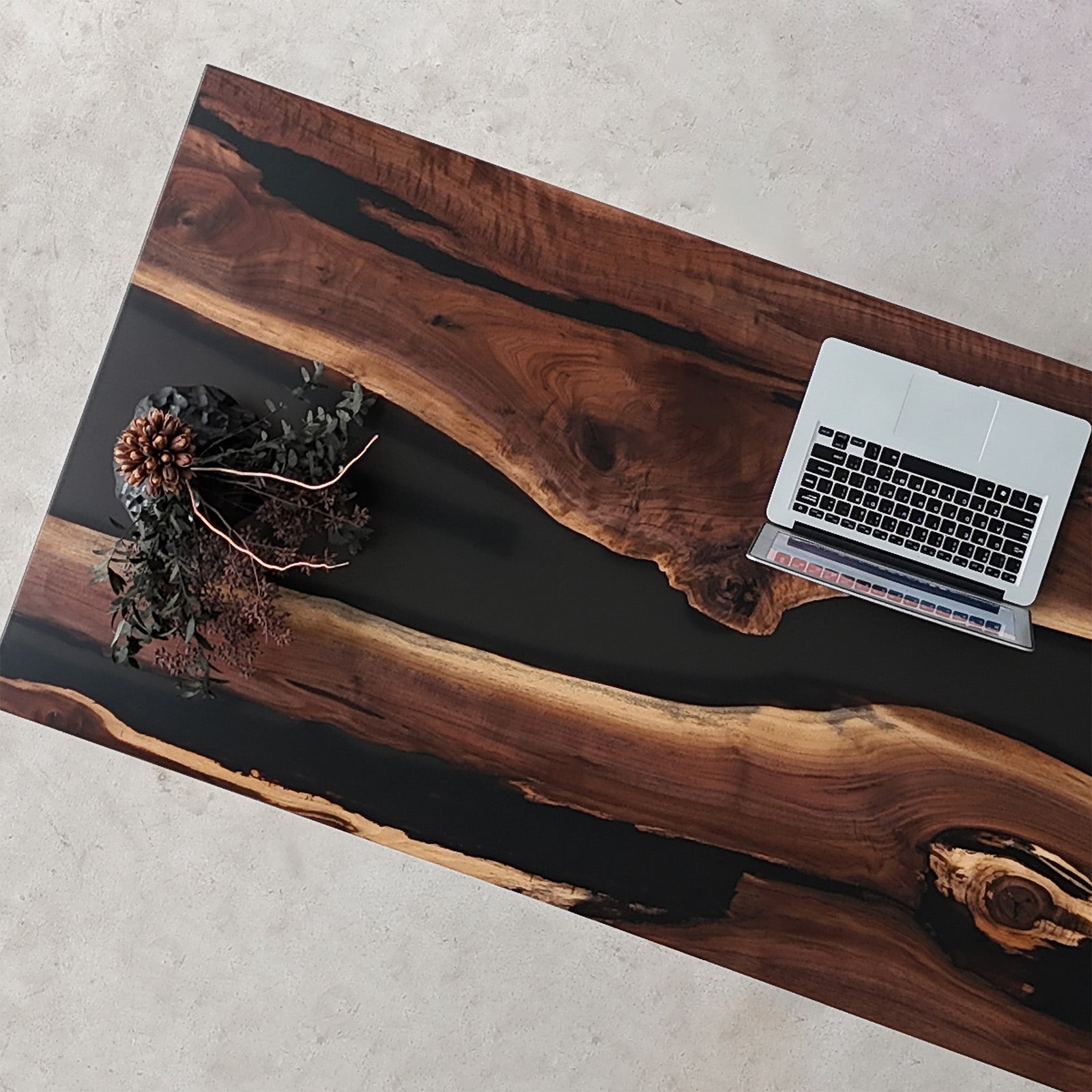 Myluxurytable Black Walnut Black Epoxy Conference Table MLT-036