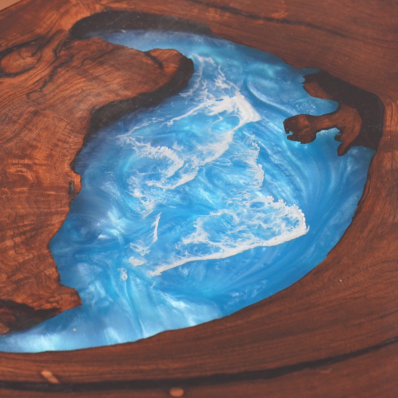 Myluxurytable Black Walnut Blue Epoxy Ocean Table MLT-011
