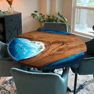 Myluxurytable Black Walnut Blue Islands Epoxy Coffee Table MLTR-009