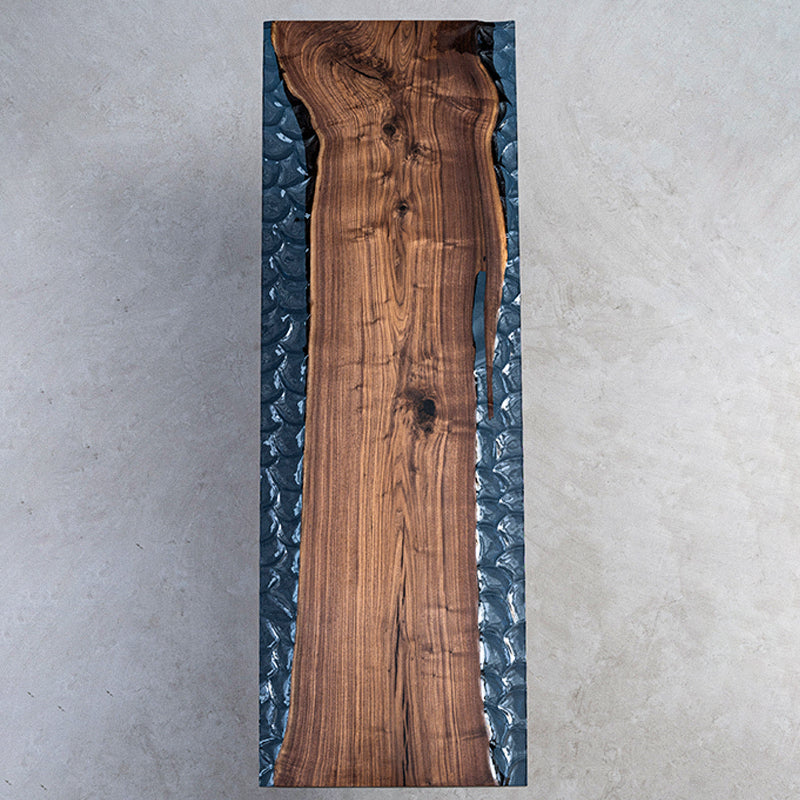 Myluxurytable Black Walnut Blue TransparentIce Crystal Resin Table MLTI-010