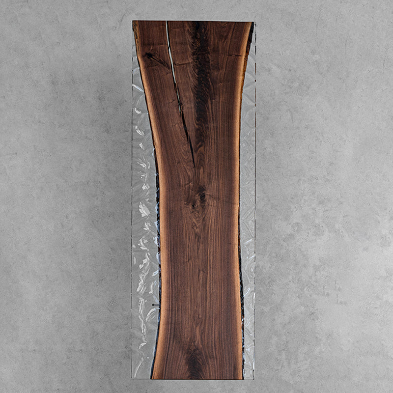 Myluxurytable Black Walnut Clear Ice Crystal Resin Table MLTI-014