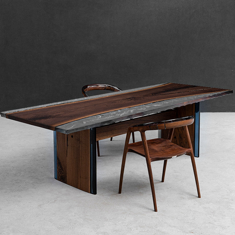 Myluxurytable Black Walnut Clear Ice Crystal Resin Table MLTI-014