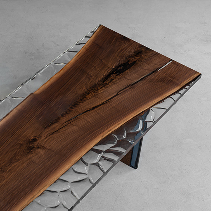 Myluxurytable Black Walnut Clear Ice Crystal Resin Table MLTI-014