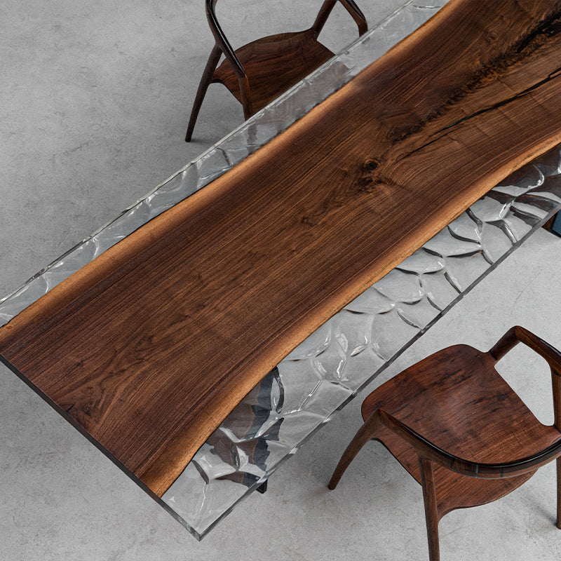 Myluxurytable Black Walnut Clear Ice Crystal Resin Table MLTI-014