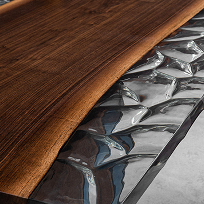 Myluxurytable Black Walnut Clear Ice Crystal Resin Table MLTI-014