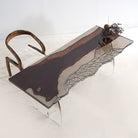 Myluxurytable Black Walnut Clear Ice Crystal Resin Table MLTI-016
