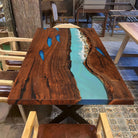 Myluxurytable Black Walnut Epoxy Blue Ocean Table MLT-023