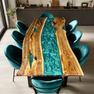 Myluxurytable Black Walnut Peacock Green Epoxy Table MLT-041