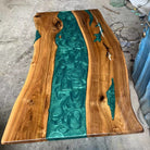 Myluxurytable Black Walnut Peacock Green Epoxy Table MLT-041