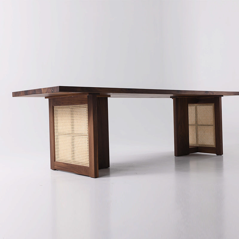 Myluxurytable Black Walnut Square Rattan Table MLTW-017