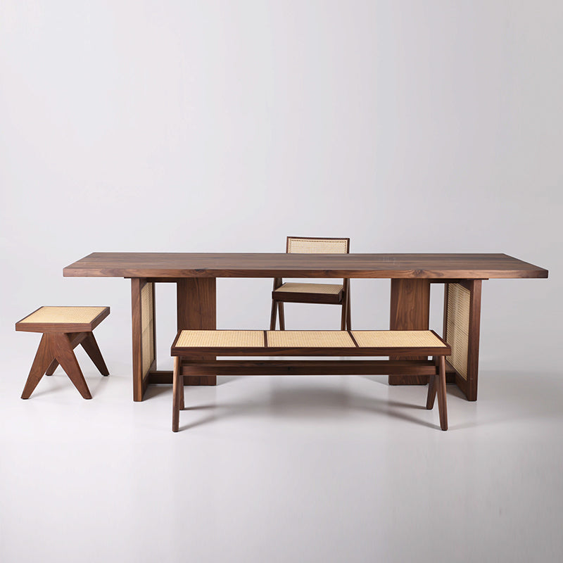 Myluxurytable Black Walnut Square Rattan Table MLTW-017