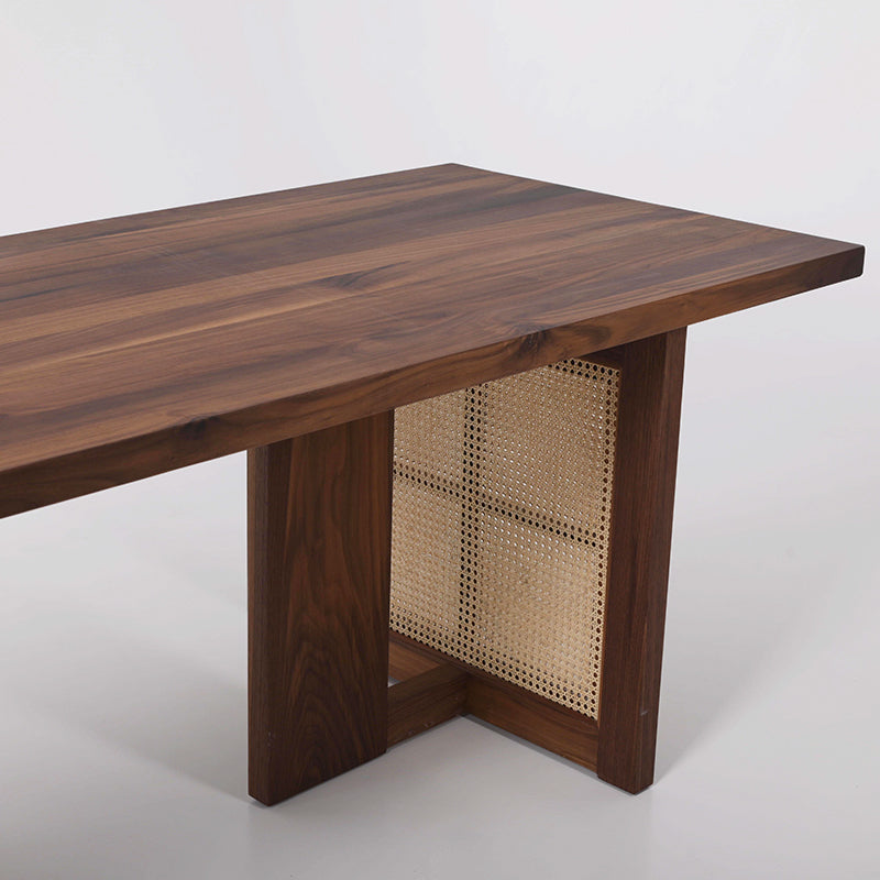Myluxurytable Black Walnut Square Rattan Table MLTW-017