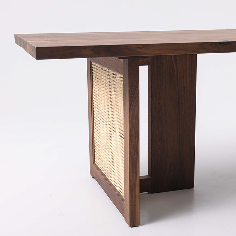 Myluxurytable Black Walnut Square Rattan Table MLTW-017