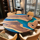 Myluxurytable Blue Epoxy Walnut Coffee Table MLTR-005
