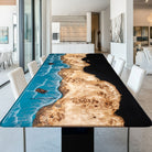 Myluxurytable Poplar Black Epoxy and Blue Wave Table MLT-035