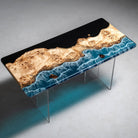 Myluxurytable Poplar Black Epoxy and Blue Wave Table MLT-035