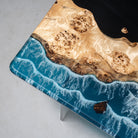 Myluxurytable Poplar Black Epoxy and Blue Wave Table MLT-035