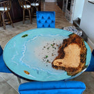 Myluxurytable Poplar Blue Islands Epoxy Round Coffee Table MLTR-008