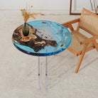Myluxurytable Poplar Blue Islands Epoxy Round Coffee Table MLTR-008