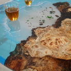 Myluxurytable Poplar Blue Islands Epoxy Round Coffee Table MLTR-008