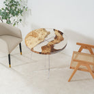 Myluxurytable Poplar Clear Epoxy Round Coffee Table MLTR-007